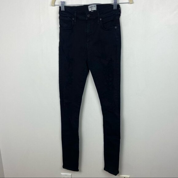 Agolde Revolve Sophie High Waist Skinny Jean Distressed Black Size 26 Moto Denim - Picture 15 of 15